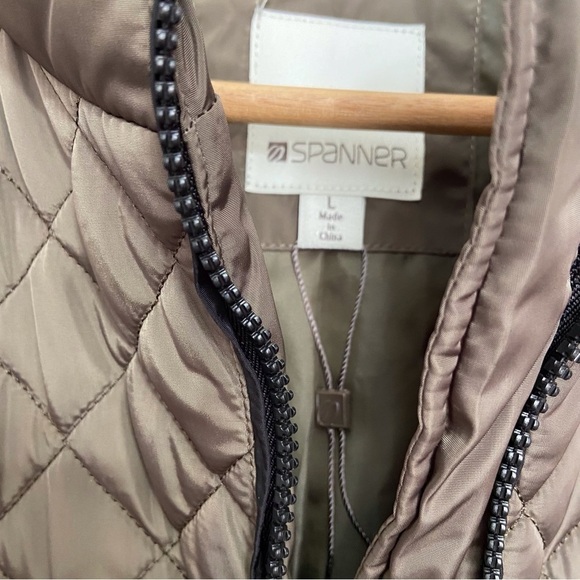 Spanner quilted jacket kaki olive mid coat trendy zip up stylish timeless Large - Picture 2 of 15
